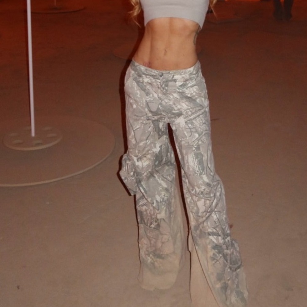 Wide leg camo jeans